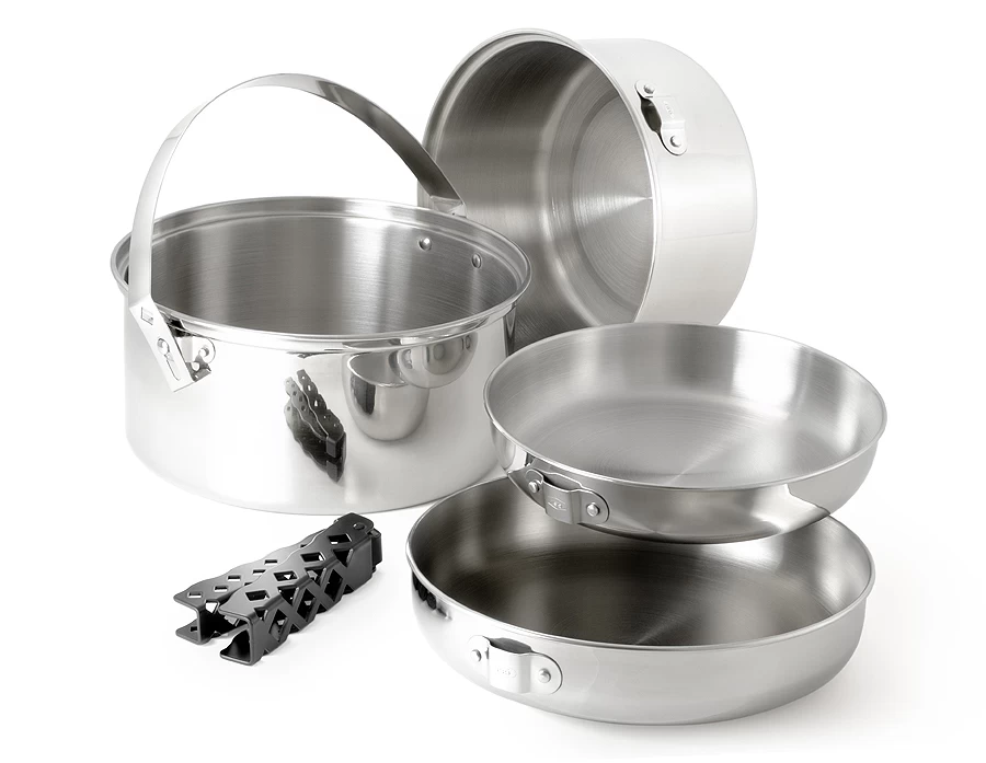 GSI Outdoors Glacier Stainless Cookset L 3 GSI Outdoors Glacier Stainless Cookset L