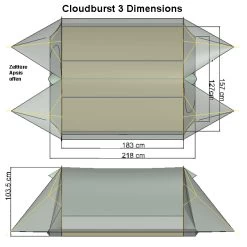 Tarptent Cloudburst 3 -Camping-Verkaufsladen cb3 dimensions